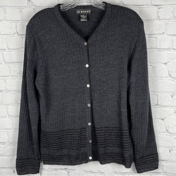 St Kitti Sweaters - ST KITTI vintage grey wool metallic long sleeve cardigan sweater